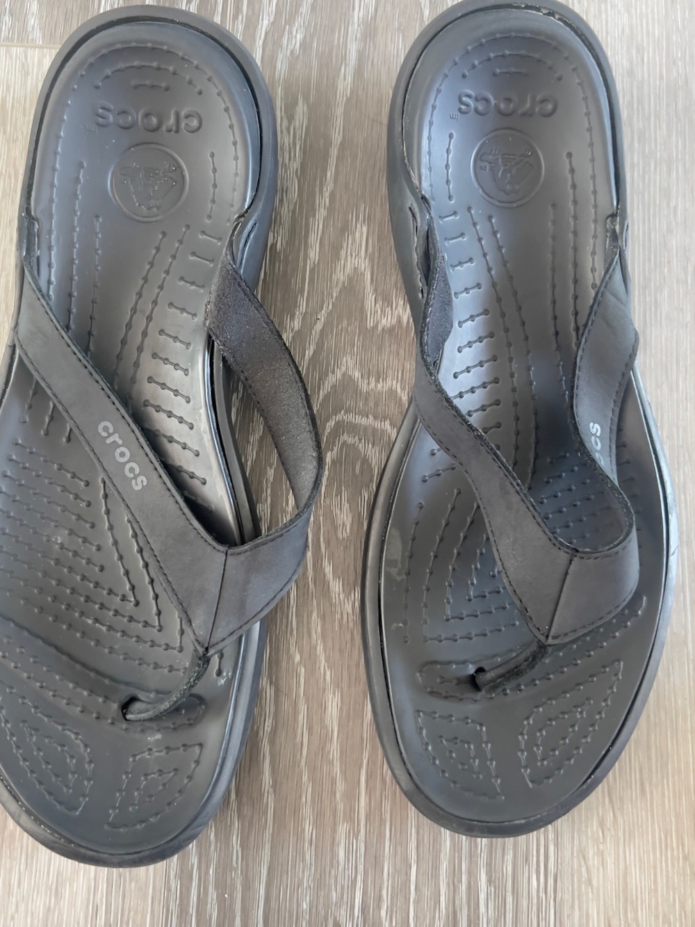CROCS Men's Black Sport Flip-Flop Sandals